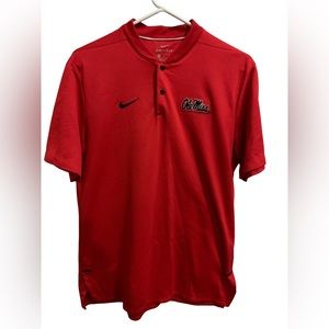 Mens M Ole Miss No collar polo Red. Dri Fit
